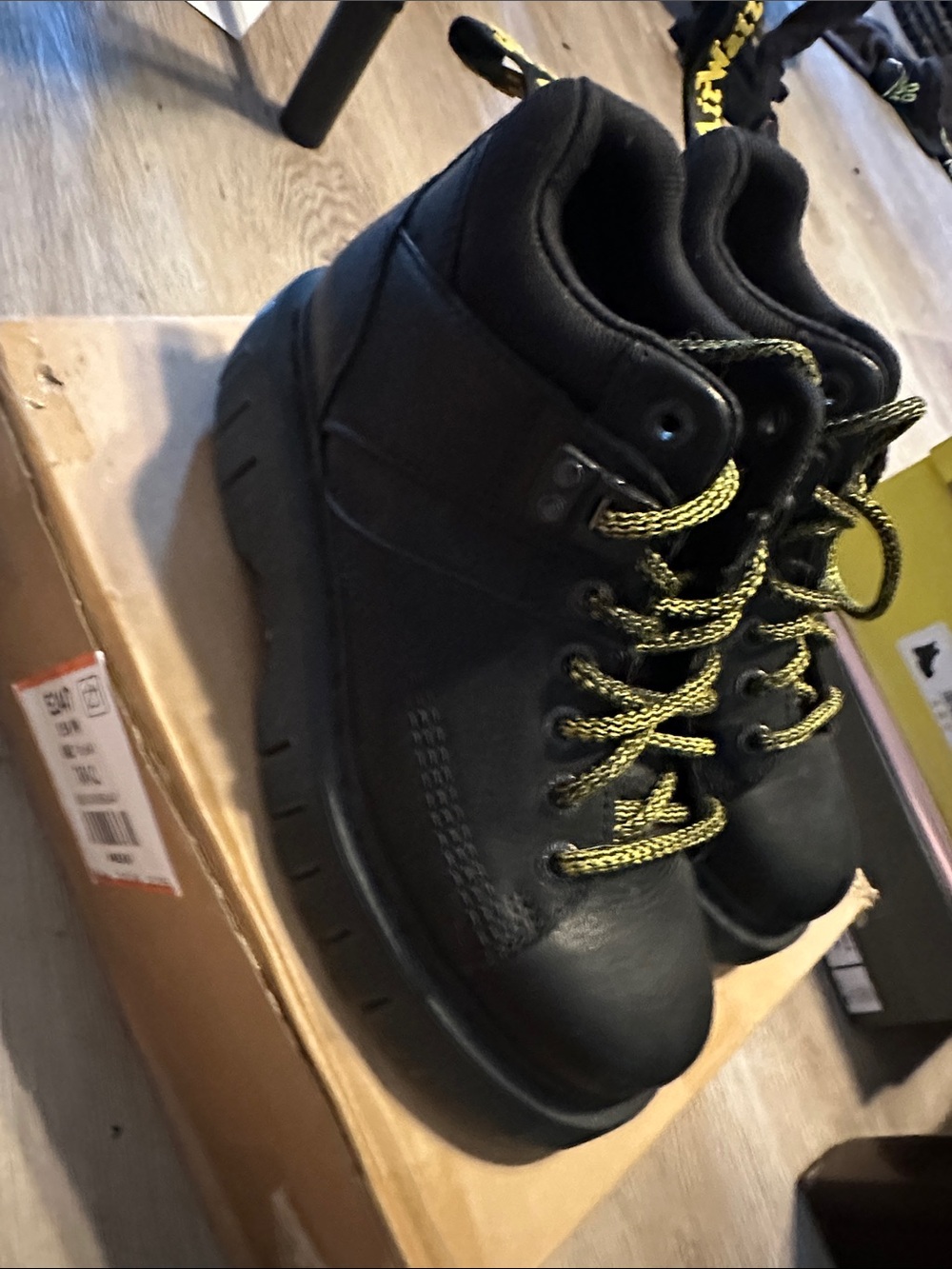 Dr. Martens Black Low-Top Boots with Yellow  Laces